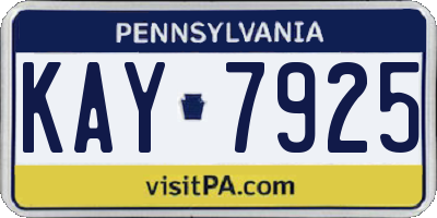 PA license plate KAY7925