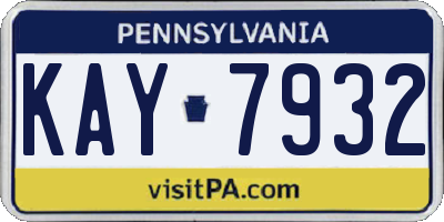 PA license plate KAY7932