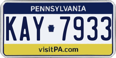 PA license plate KAY7933