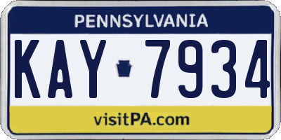 PA license plate KAY7934