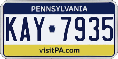 PA license plate KAY7935