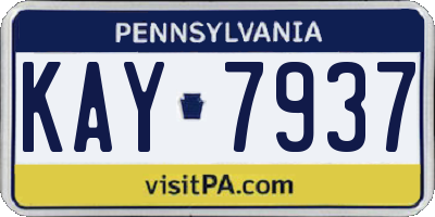 PA license plate KAY7937