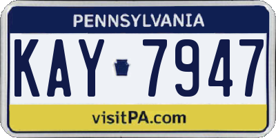 PA license plate KAY7947