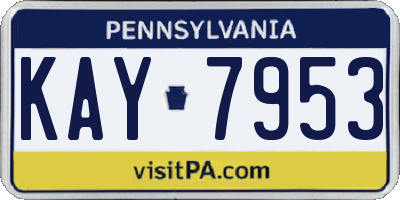 PA license plate KAY7953