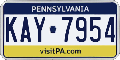 PA license plate KAY7954