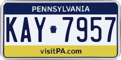 PA license plate KAY7957