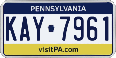 PA license plate KAY7961