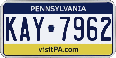 PA license plate KAY7962