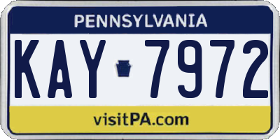 PA license plate KAY7972