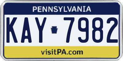 PA license plate KAY7982