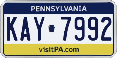 PA license plate KAY7992