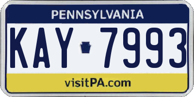 PA license plate KAY7993