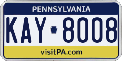 PA license plate KAY8008