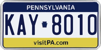 PA license plate KAY8010