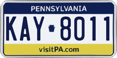 PA license plate KAY8011