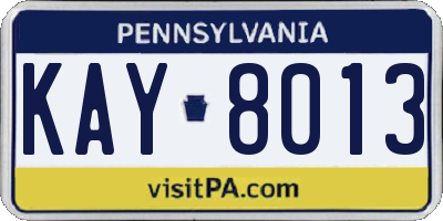 PA license plate KAY8013