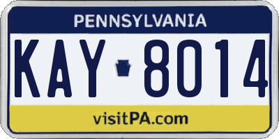 PA license plate KAY8014