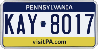 PA license plate KAY8017