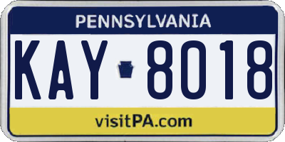 PA license plate KAY8018