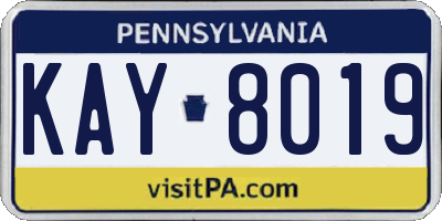 PA license plate KAY8019