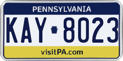 PA license plate KAY8023