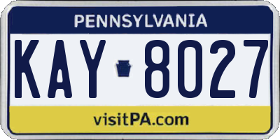PA license plate KAY8027