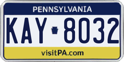 PA license plate KAY8032