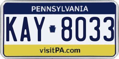 PA license plate KAY8033