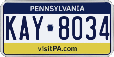 PA license plate KAY8034