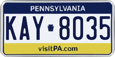 PA license plate KAY8035