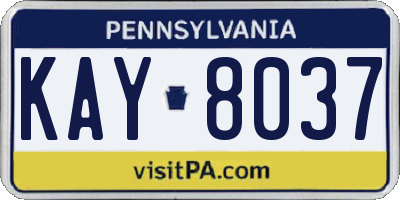 PA license plate KAY8037