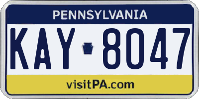 PA license plate KAY8047