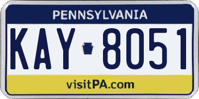 PA license plate KAY8051