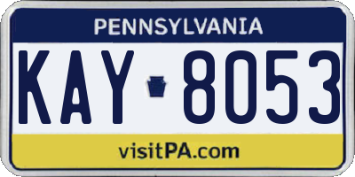 PA license plate KAY8053