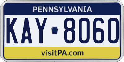 PA license plate KAY8060
