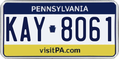 PA license plate KAY8061
