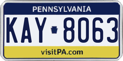 PA license plate KAY8063