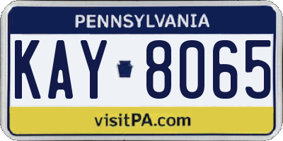 PA license plate KAY8065