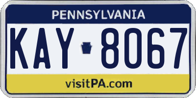 PA license plate KAY8067