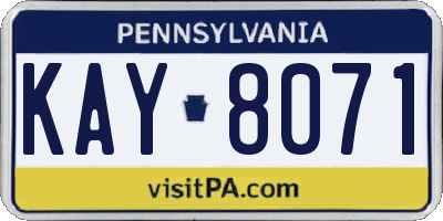 PA license plate KAY8071