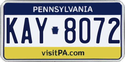 PA license plate KAY8072