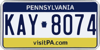 PA license plate KAY8074