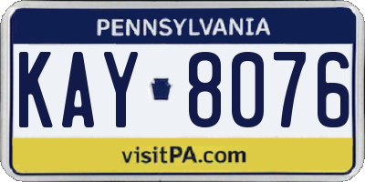PA license plate KAY8076