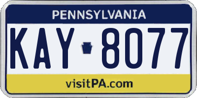 PA license plate KAY8077