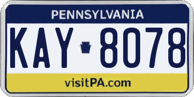 PA license plate KAY8078