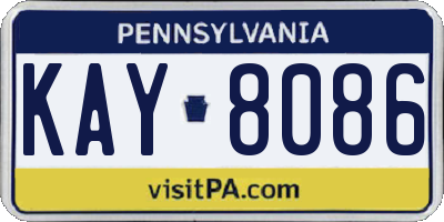 PA license plate KAY8086