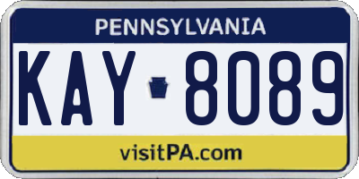PA license plate KAY8089