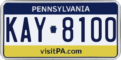 PA license plate KAY8100