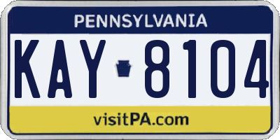 PA license plate KAY8104