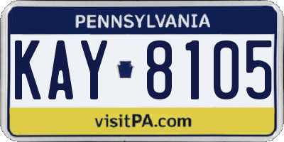 PA license plate KAY8105